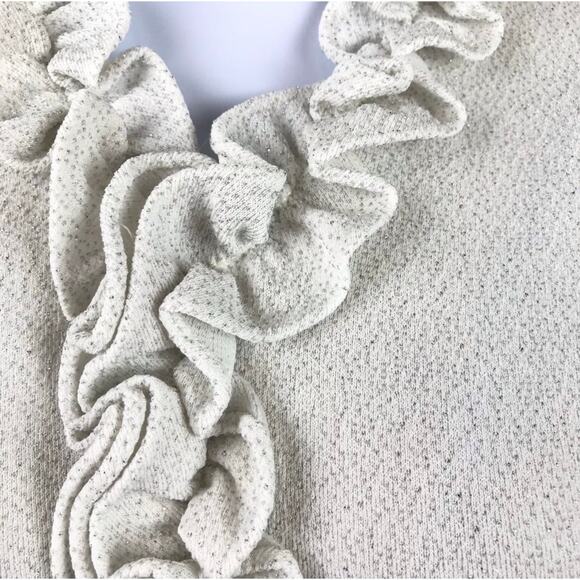 Vintage 60’s 70’s Silver Ruffle Neck Evening Dress 8 - Picture 7 of 7